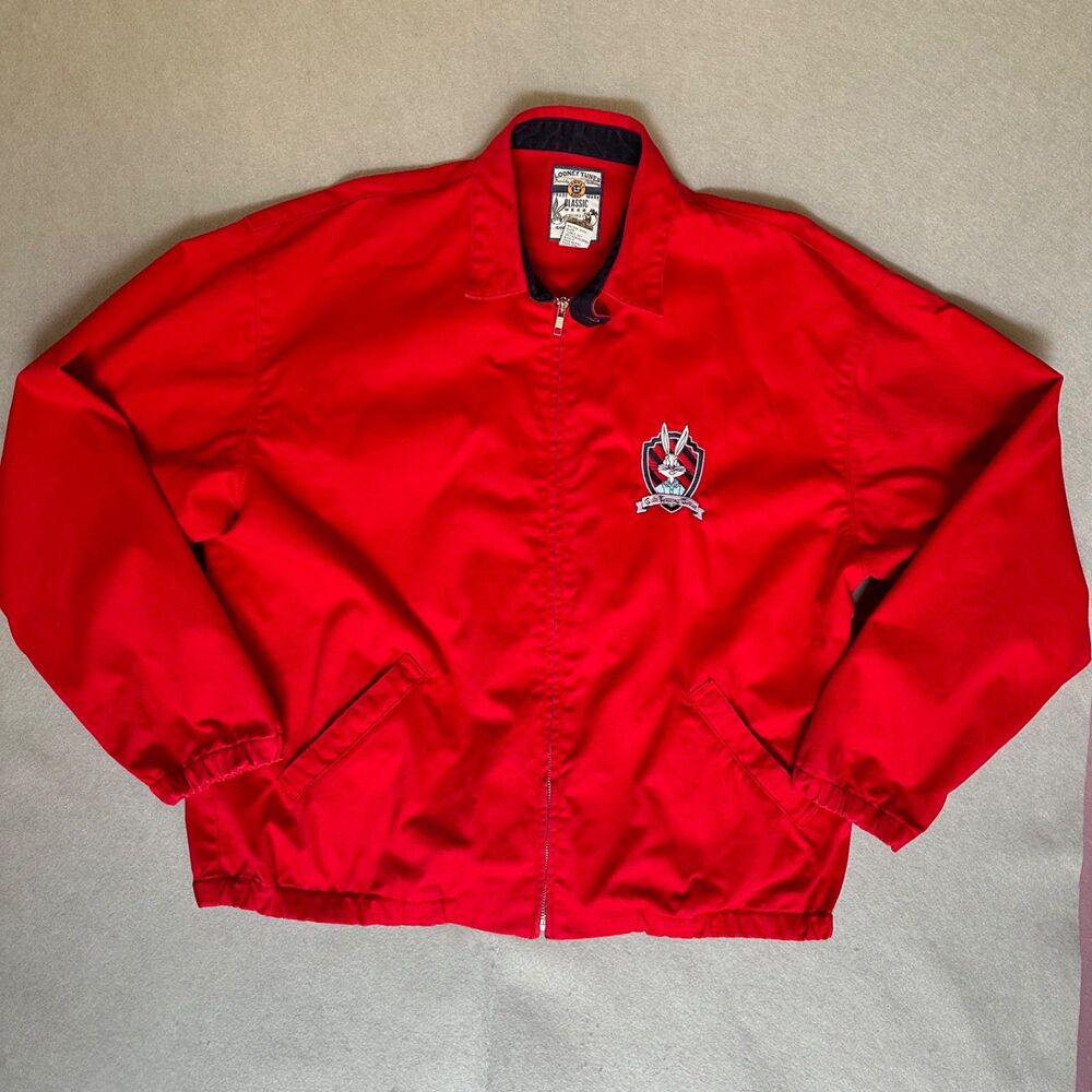 Vtg 90s Looney Tunes Classic Wear Red Jacket Bugs Bunny Men's L Macau RN 82871
